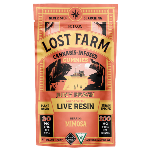 Photograph of product: Lost Farm Juicy Peach Live Resin Gummies 200mg TH-oui