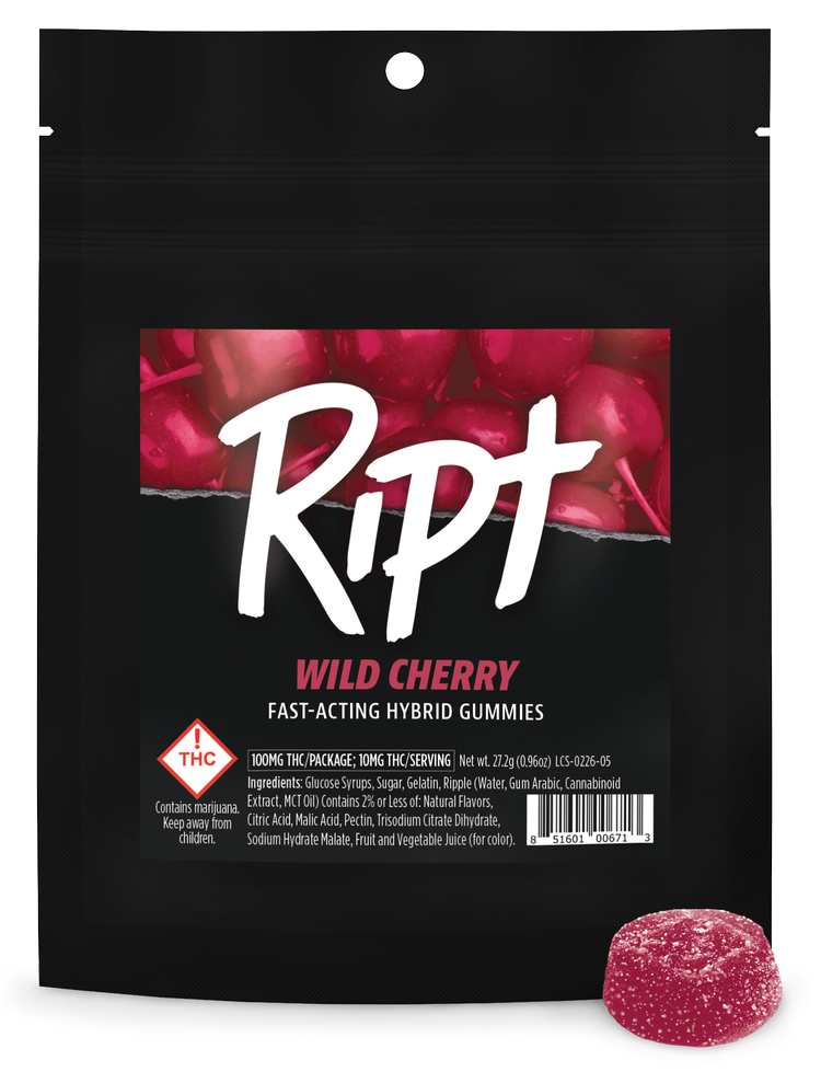 Photograph of product: Ript Wild Cherry Hybrid Gummies 100mg