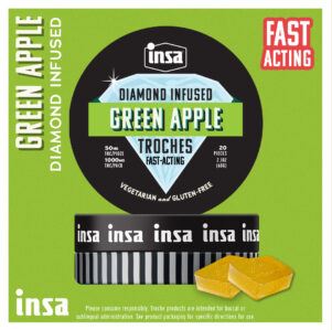 Photograph of product: 20ct/50mg Diamond Infused Troches (Green Apple)