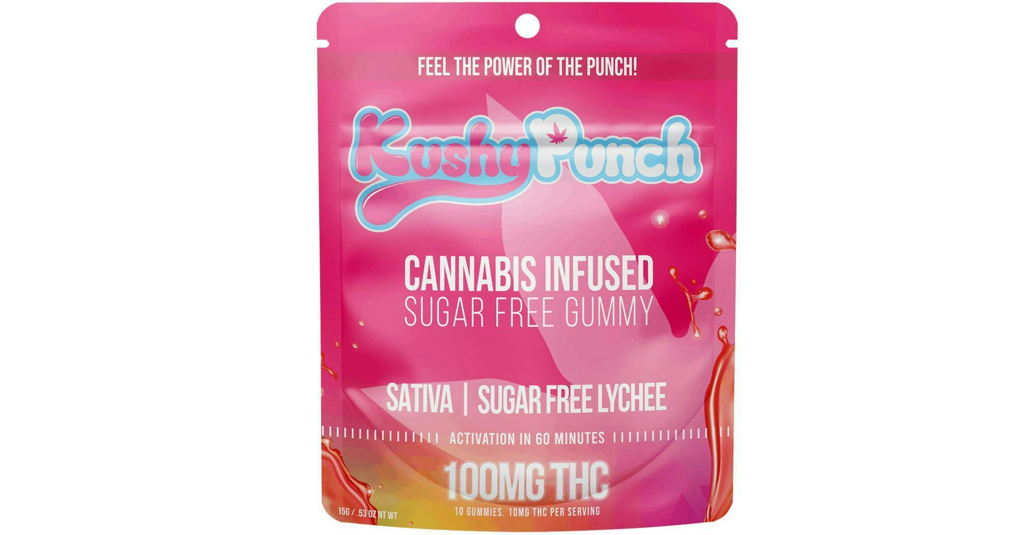 Photograph of product: LYCHEE SUGAR FREE Oui'd GUMMY 100MG