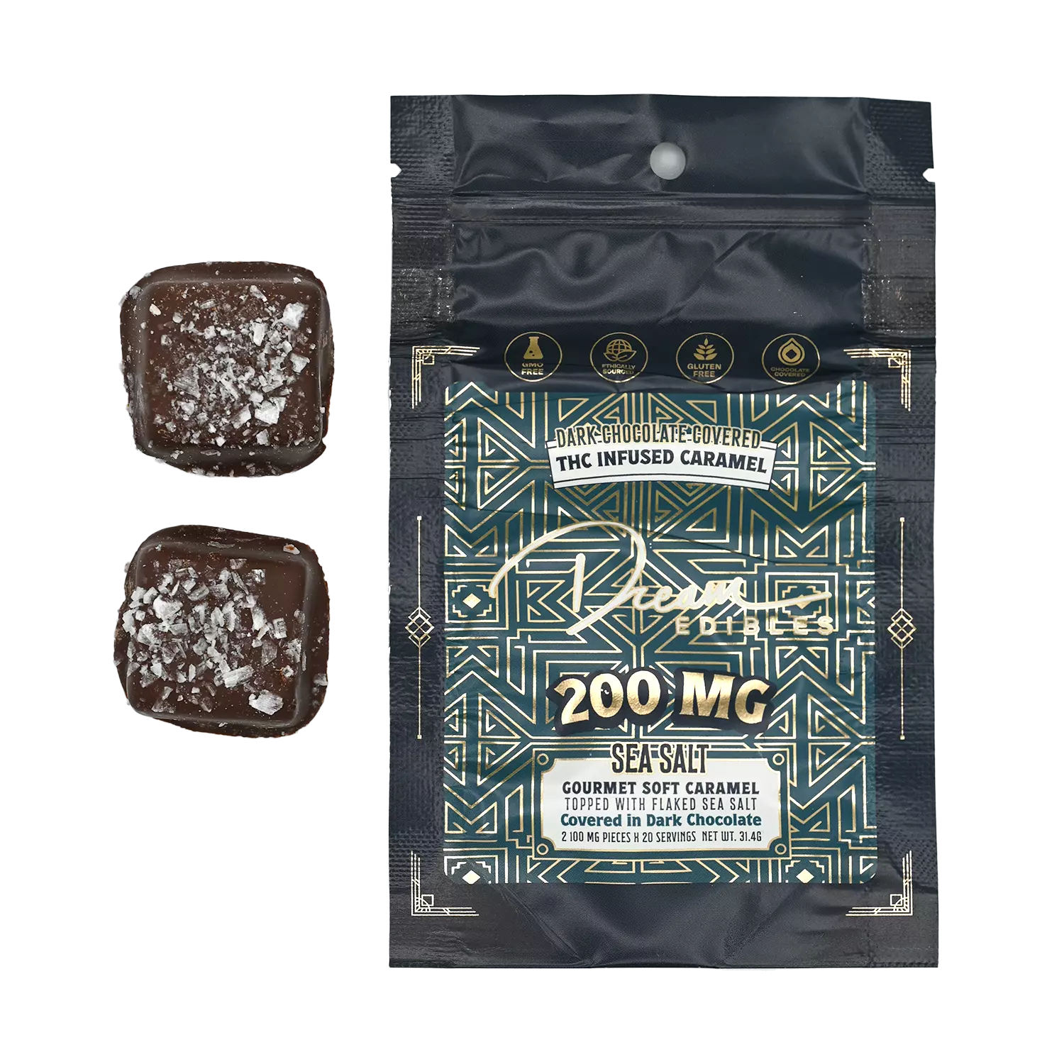 Photograph of product: Dark Chocolate Sea Salt Caramels