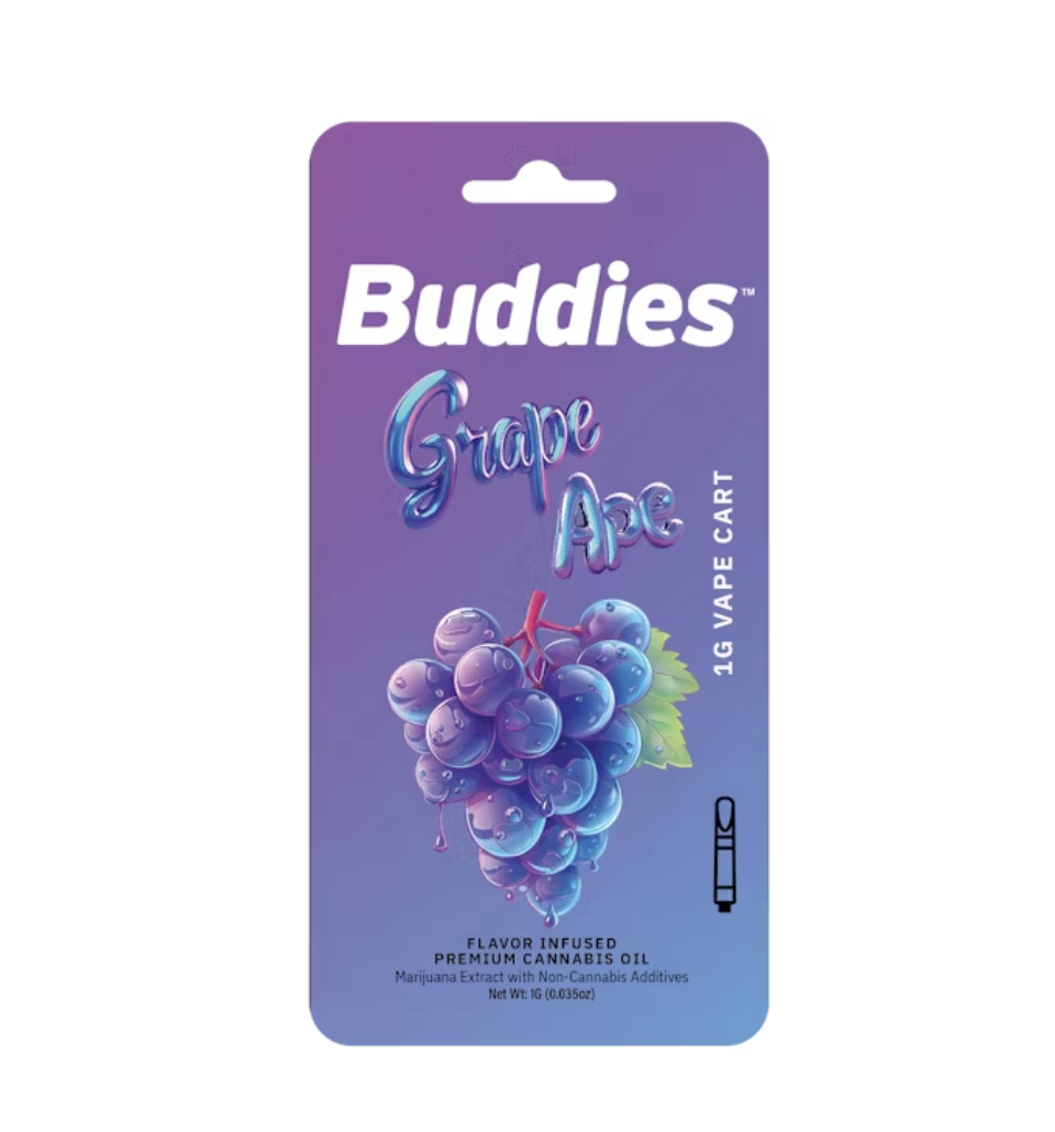 Photograph of product: Buddies - Grape Ape - 1g Distillate Cart (Mylar)