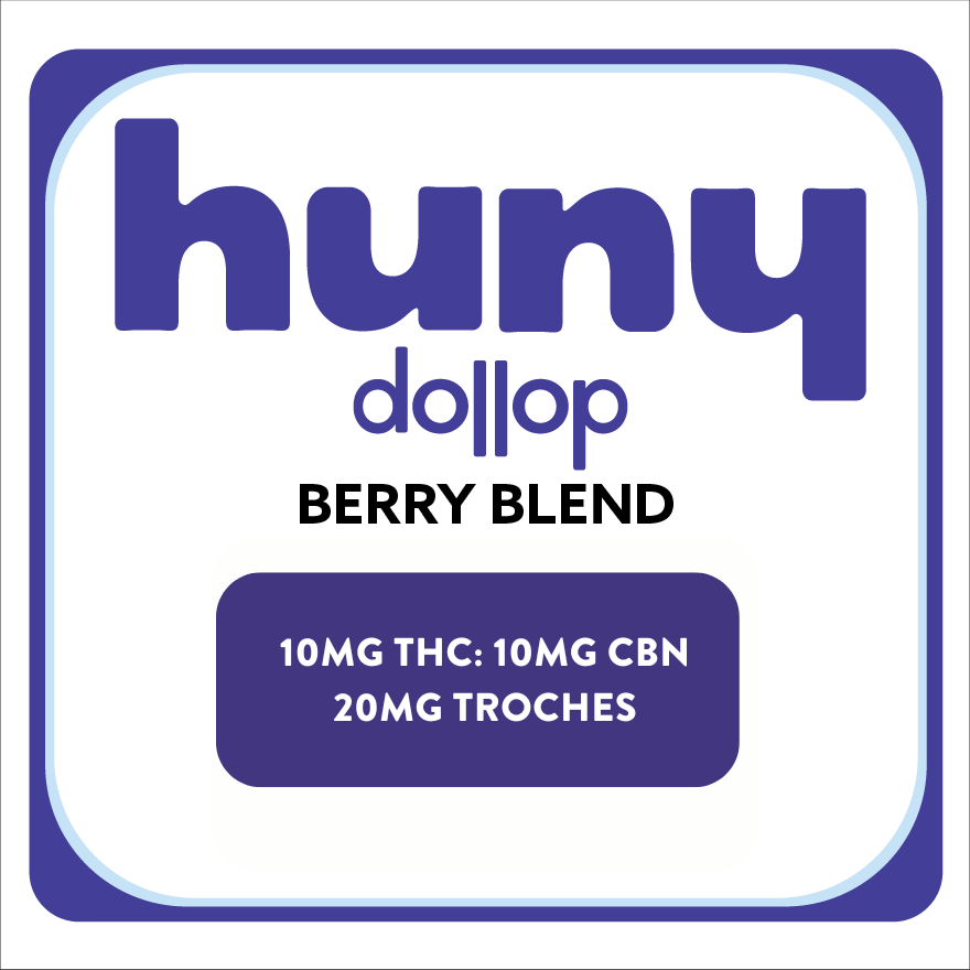 Photograph of product: Berry Blend | 10mg:10mg TH-oui:CBN dollop Troches | 10pk