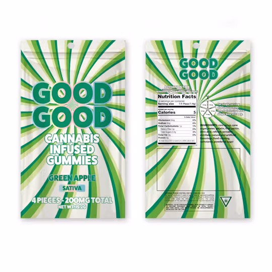 Photograph of product: Good Good Green Apple 200mg Gummies Rec
