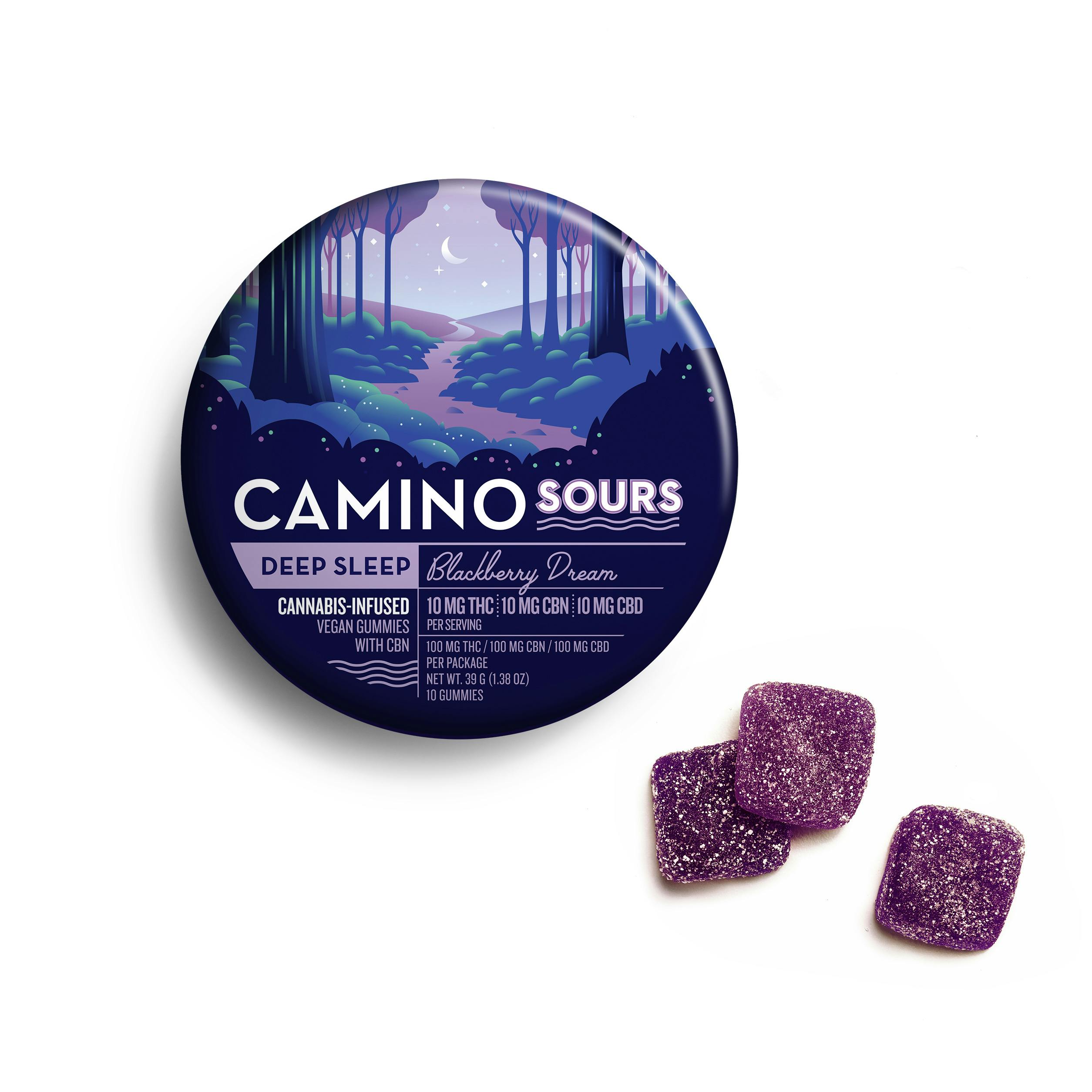 Photograph of product: 1:1 | Blackberry Dream | 10mg THC x 10mg CBN | 20pk | Camino Sours