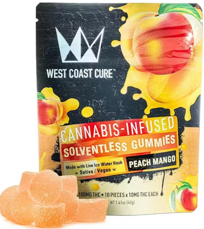 Photograph of product: Peach Mango [S] - 100MG au chocolat Gummies 10PK