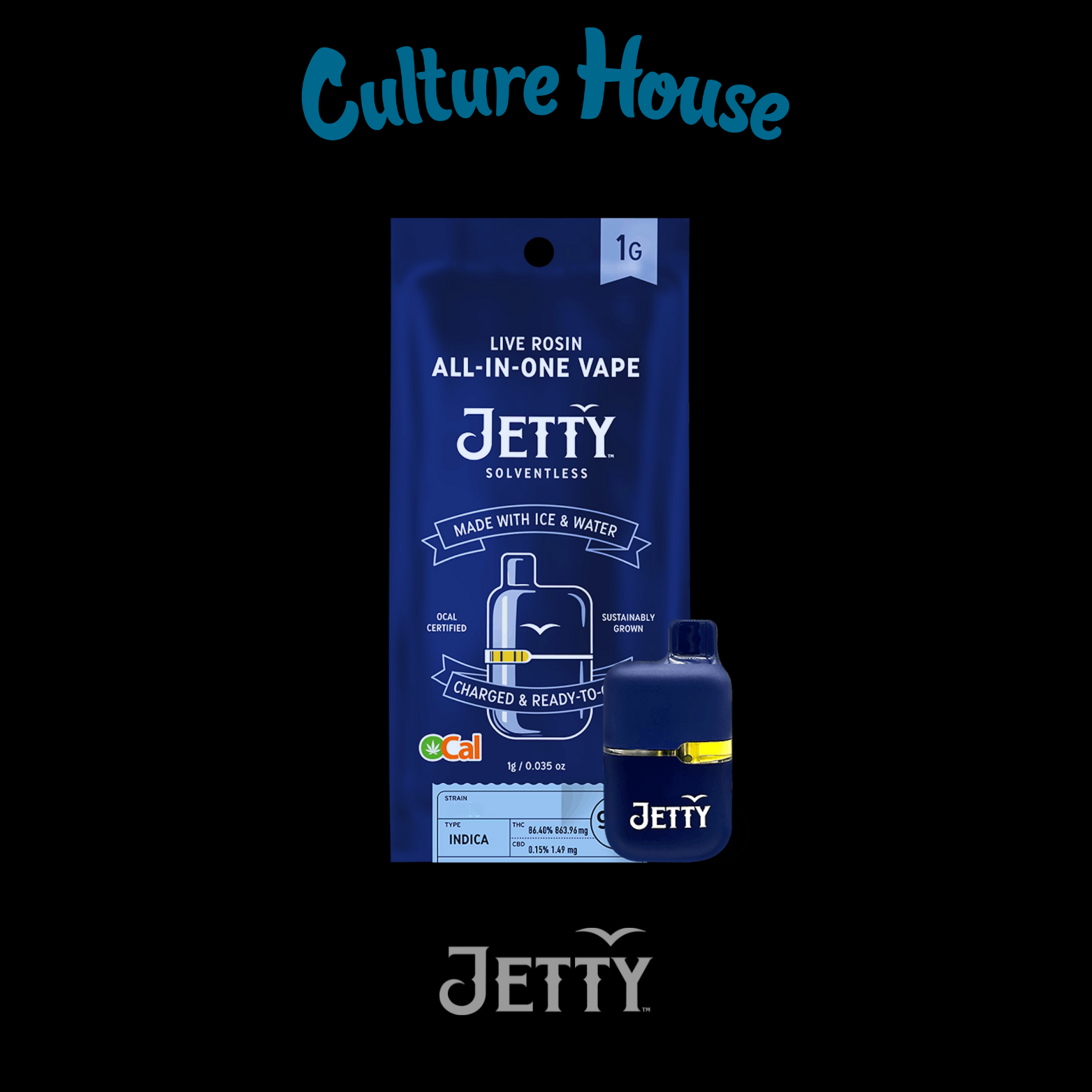 Photograph of product: Jetty | Tahoe OG | Live Rosin | Disposable | Mini Tank