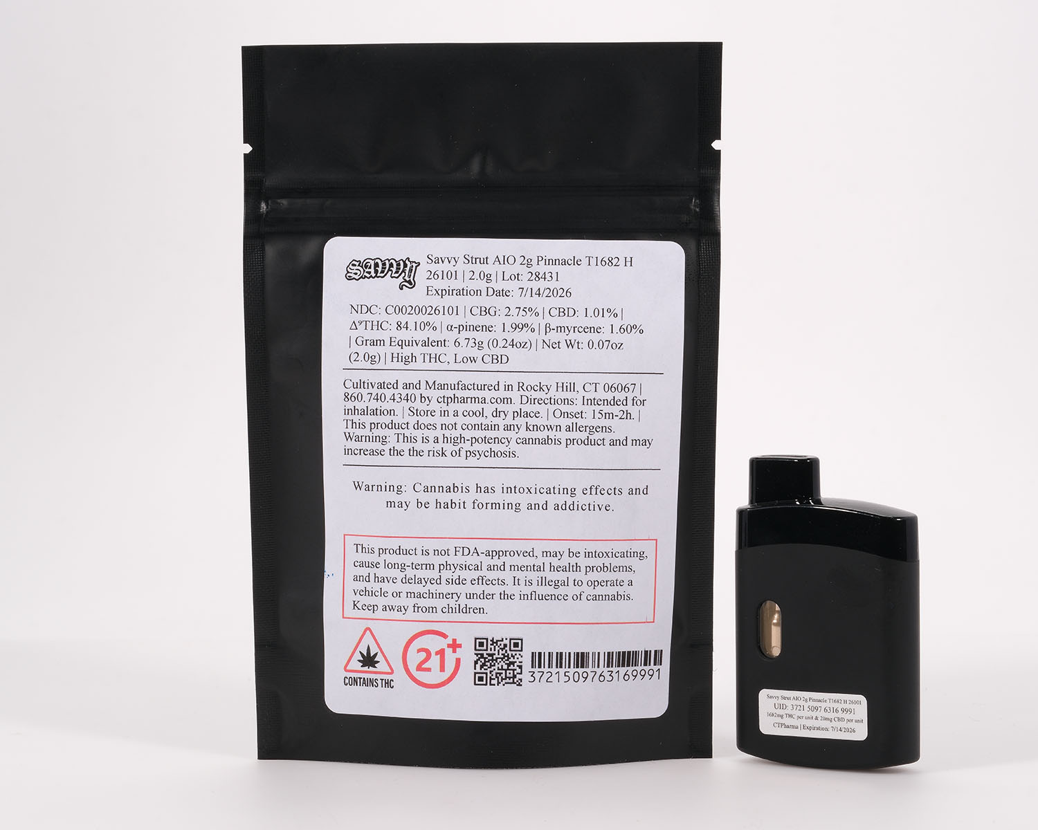 Photograph of product: Savvy Strut AIO Pinnacle | 2g Disposable (H) | 26101 | CTP