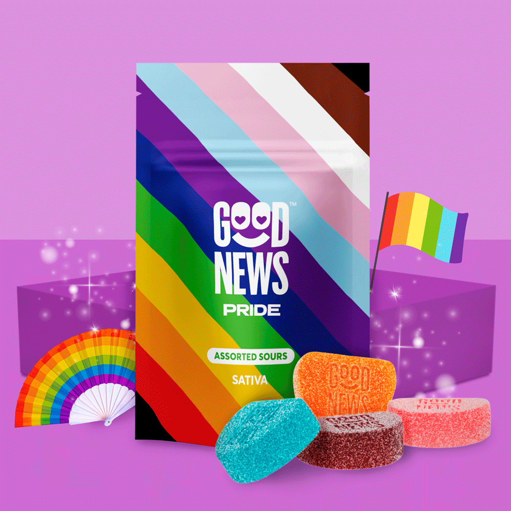 Photograph of product: Good News - Pride (Assorted Sours) - Gummies - 100mg