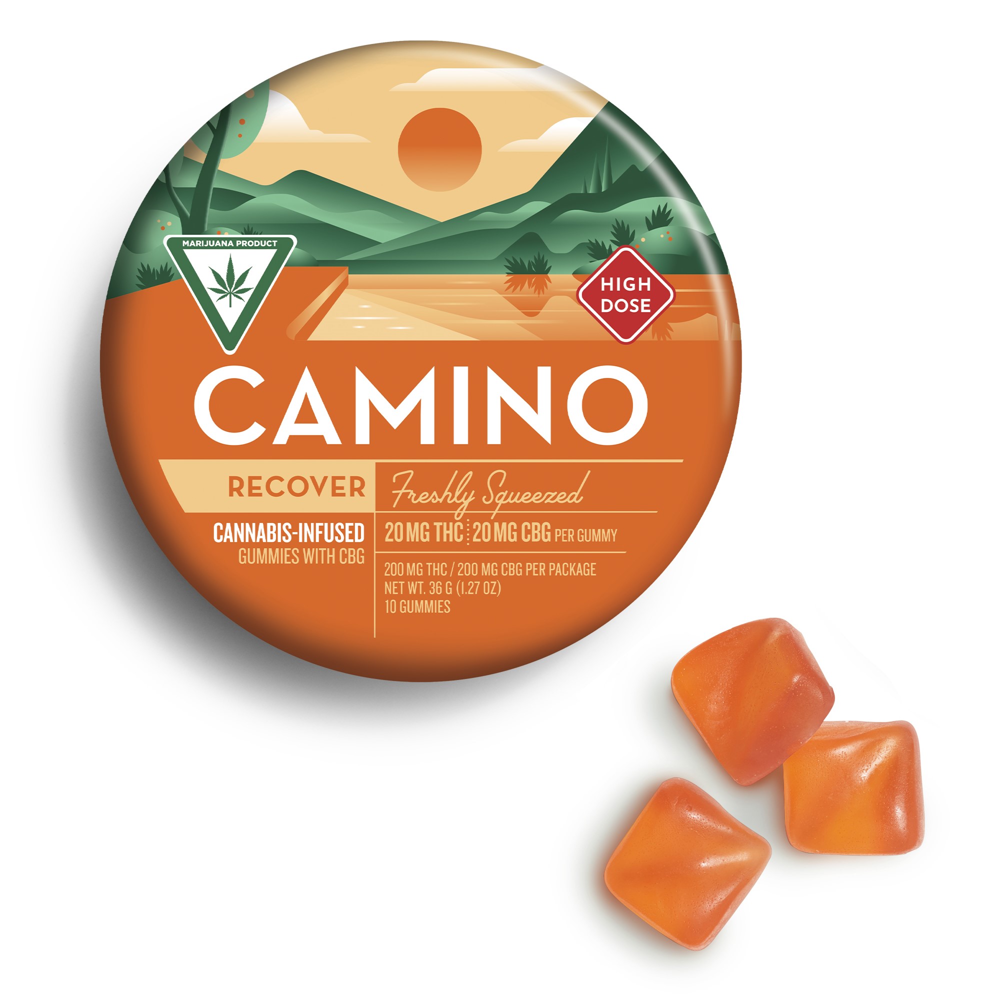 Photograph of Product: Camino Freshly Squeezed Gummies 200mg THC | 200mg CBG