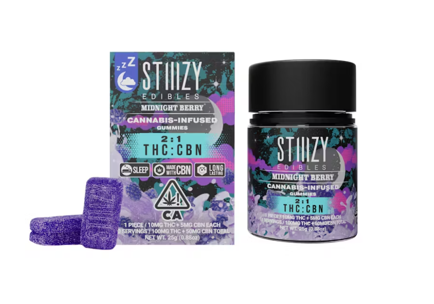 Photograph of product: MIDNIGHT BERRY 2:1 TH-oui:CBN 10 PACK GUMMIES