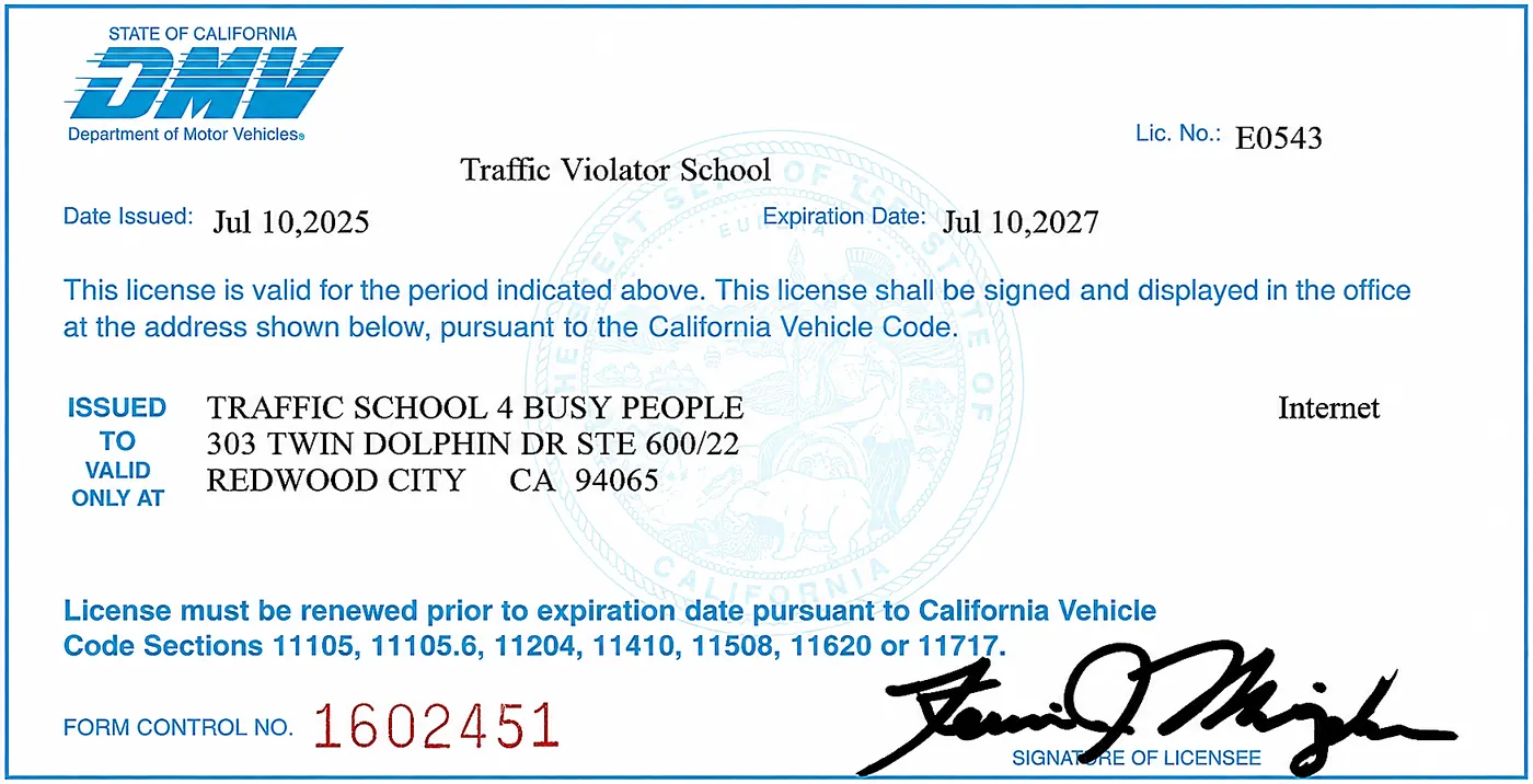 California DMV License E0543