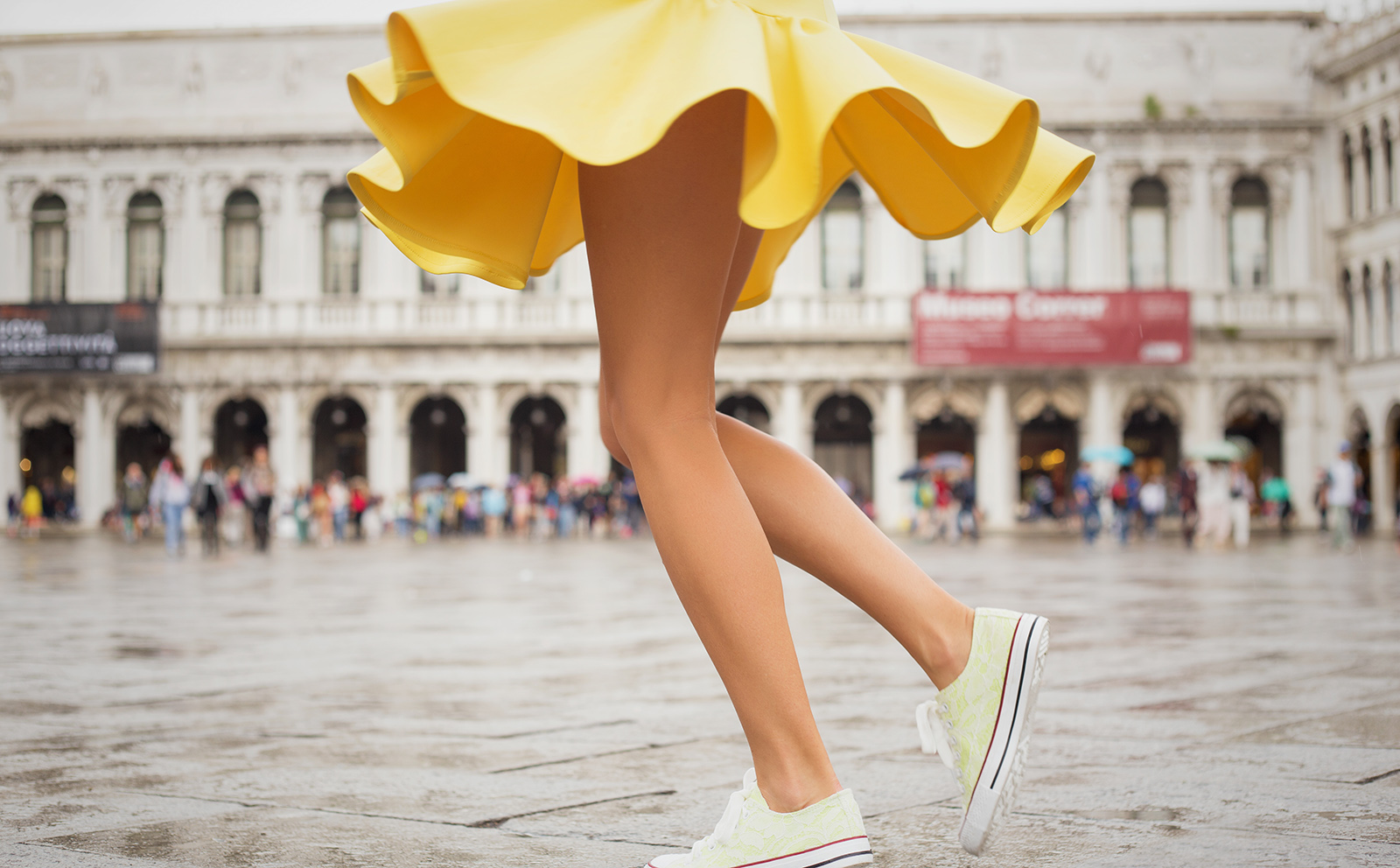 how-to-wear-yellow-woman-twirling-in-yellow-dress-and-shoes