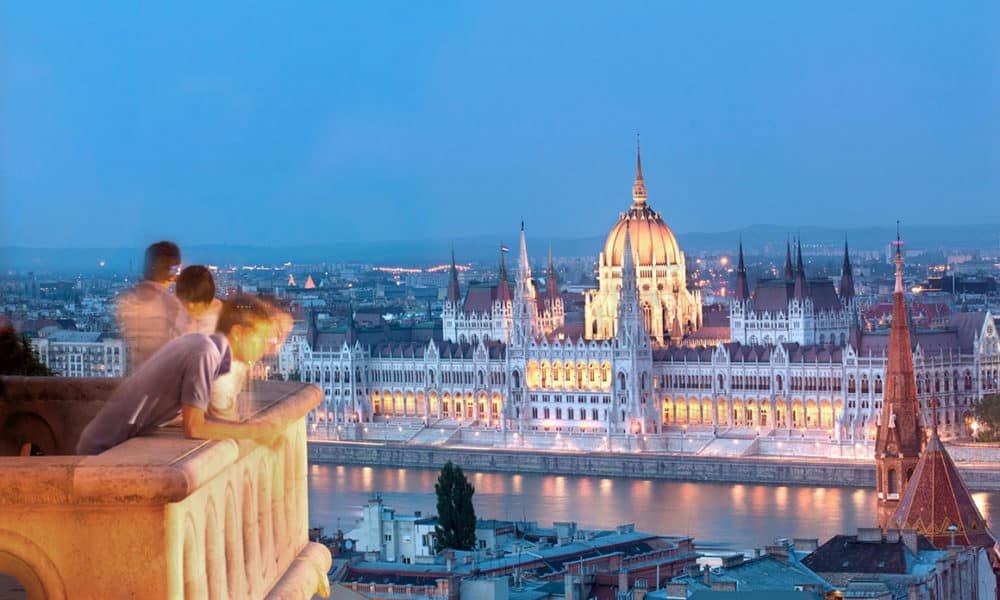 Budapest Tourists and Parliament