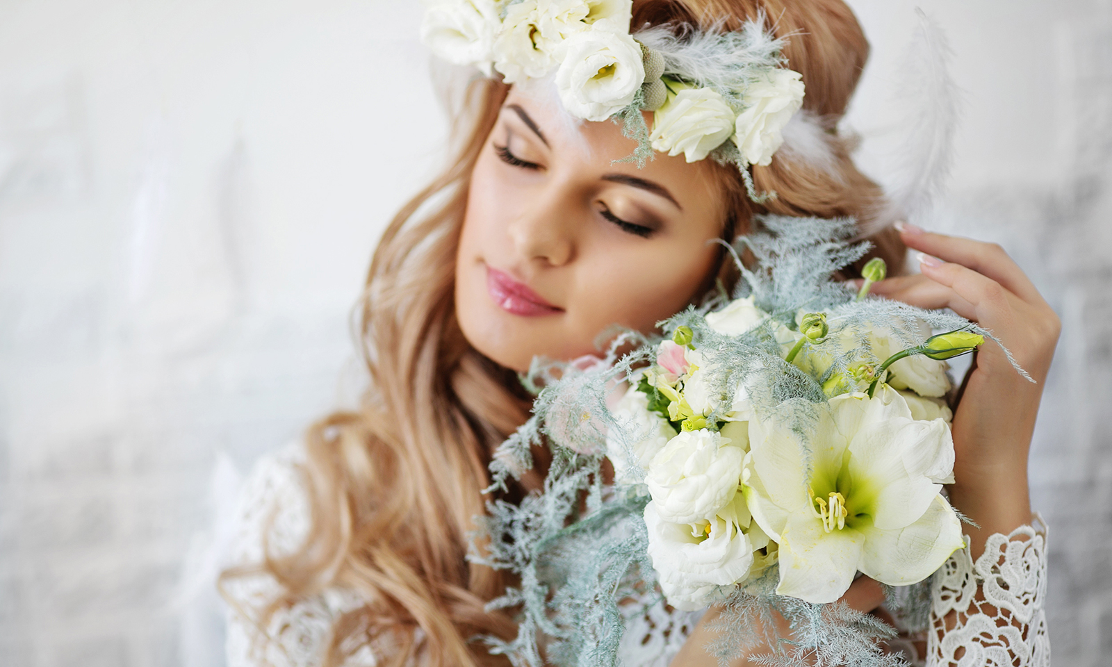 woman-in-white-flower-crown-holding-flowers-beauty-light