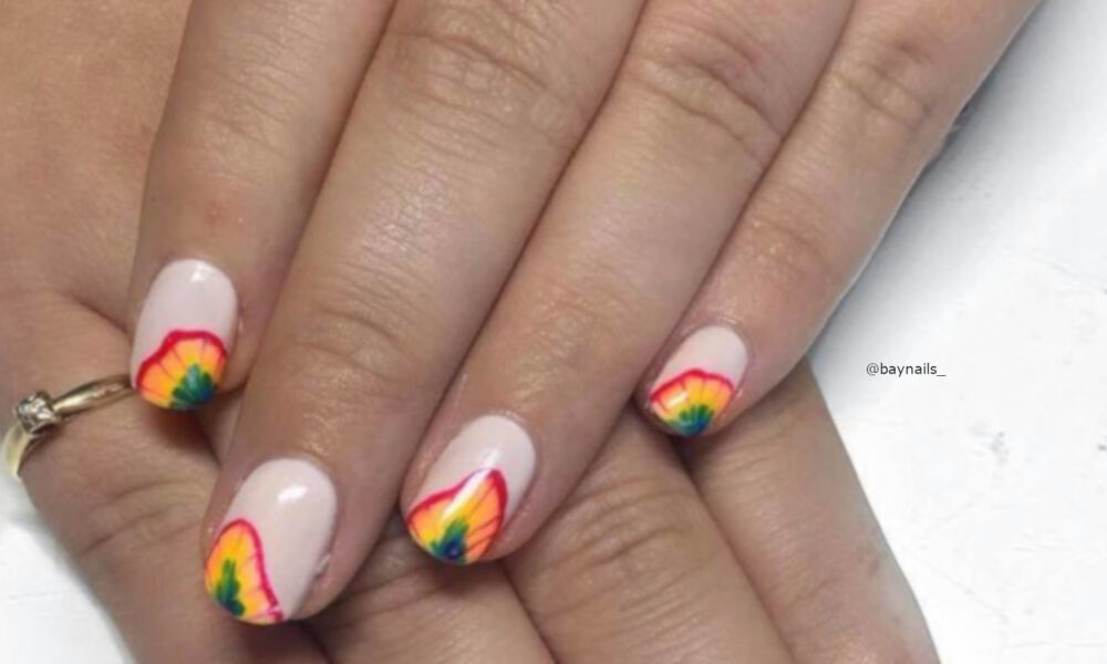 Rainbow Tie-Dye French Manicure