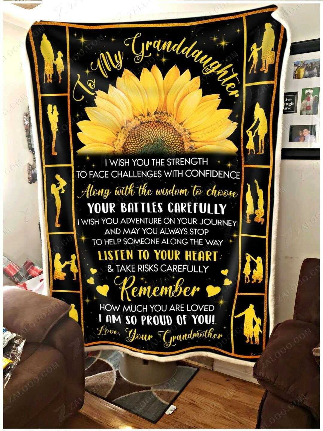 Zalooo Best Blanket Gifts To My Granddaughter I M So Proud Of You Grandmother Fleece Blanket Zalooo Store